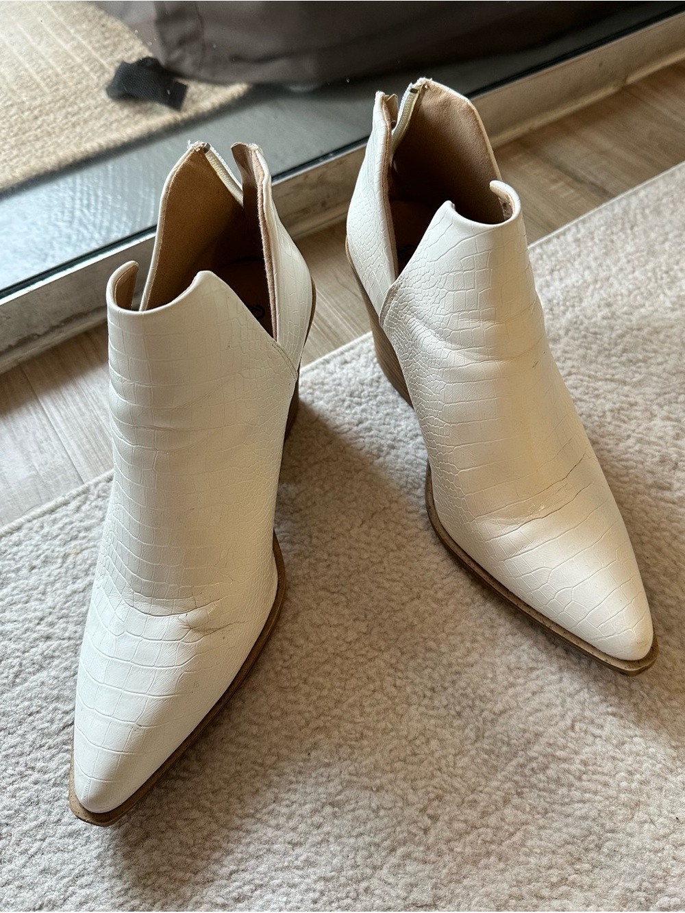 Barn Babe White Boots Stacked Heel